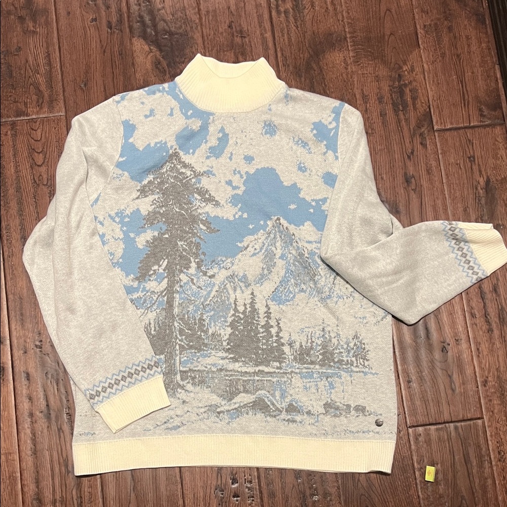 Norther reflections mountain Sweater - Cream and Blue